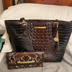 Brahmin vintage medium Asher Satchel and checkbook wallet .